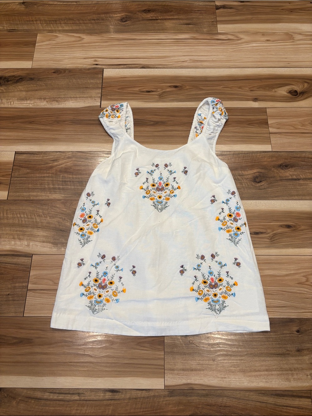 Free People White Floral Embroidered Tank Dress